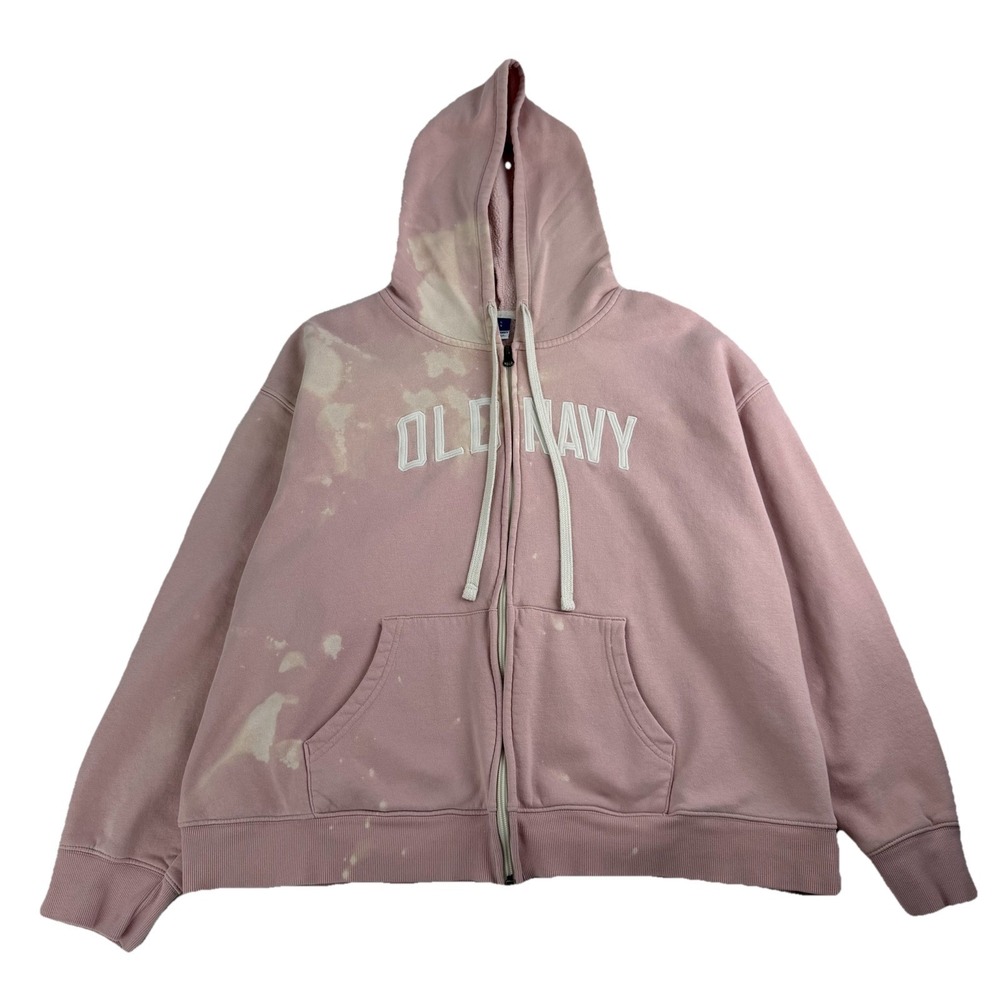 Old Navy Pink Tie Dye Hoodie Fleece Zip Up Y2K Athleisure Barbiecore Grunge L